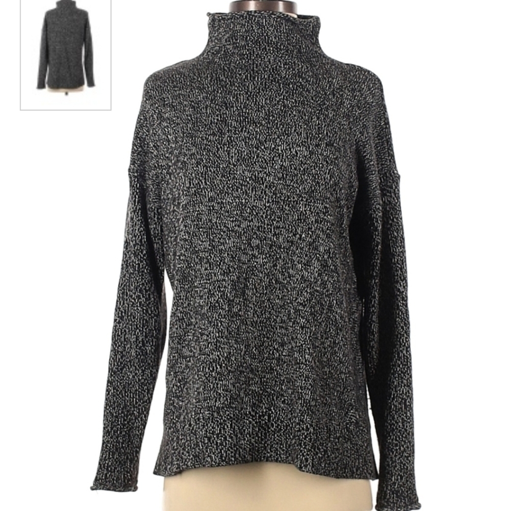 Tahari Oversized Turtleneck Sweater XS GRAY/BLACK